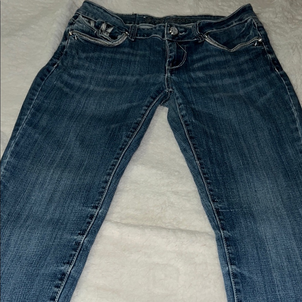 L.A. Idol Blue Skinny Jeans with Embroidered Design - Picture 15 of 15